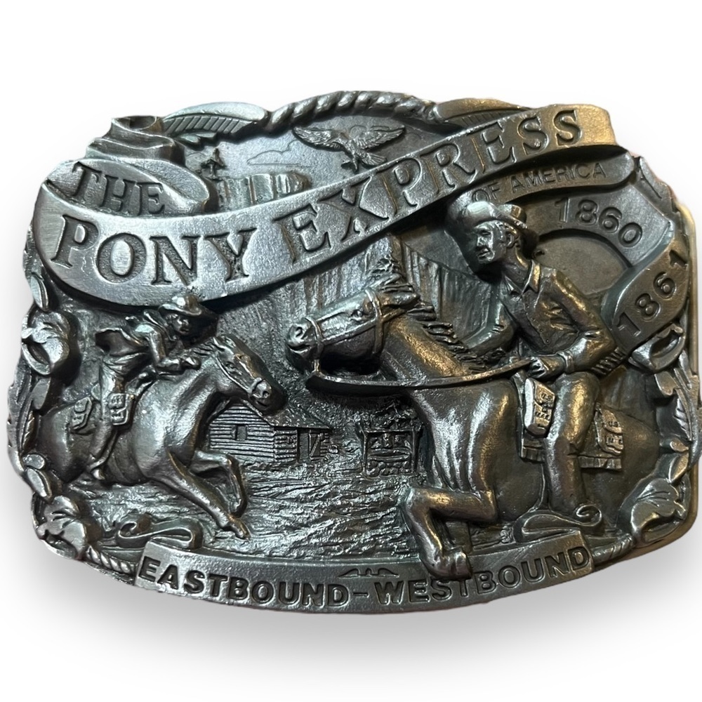 Vintage Dart Pony Express Collector’s Edition Pewter Belt Buckle